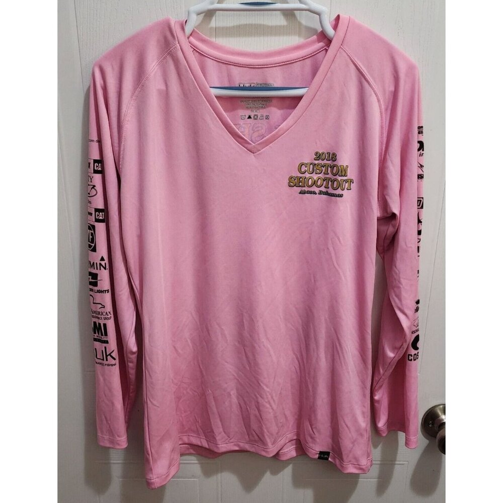Custom Shootout 2018 Abaco Bahamas Women's Huk Long Sleeve Shirt Pink Size Large
